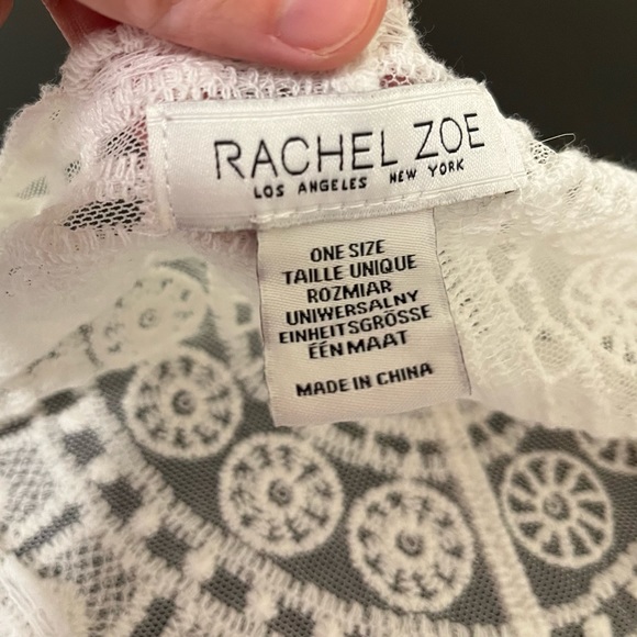 Rachel Zoe OS White Open Long Kimono | Lace Embroidery Coverup - Picture 9 of 13